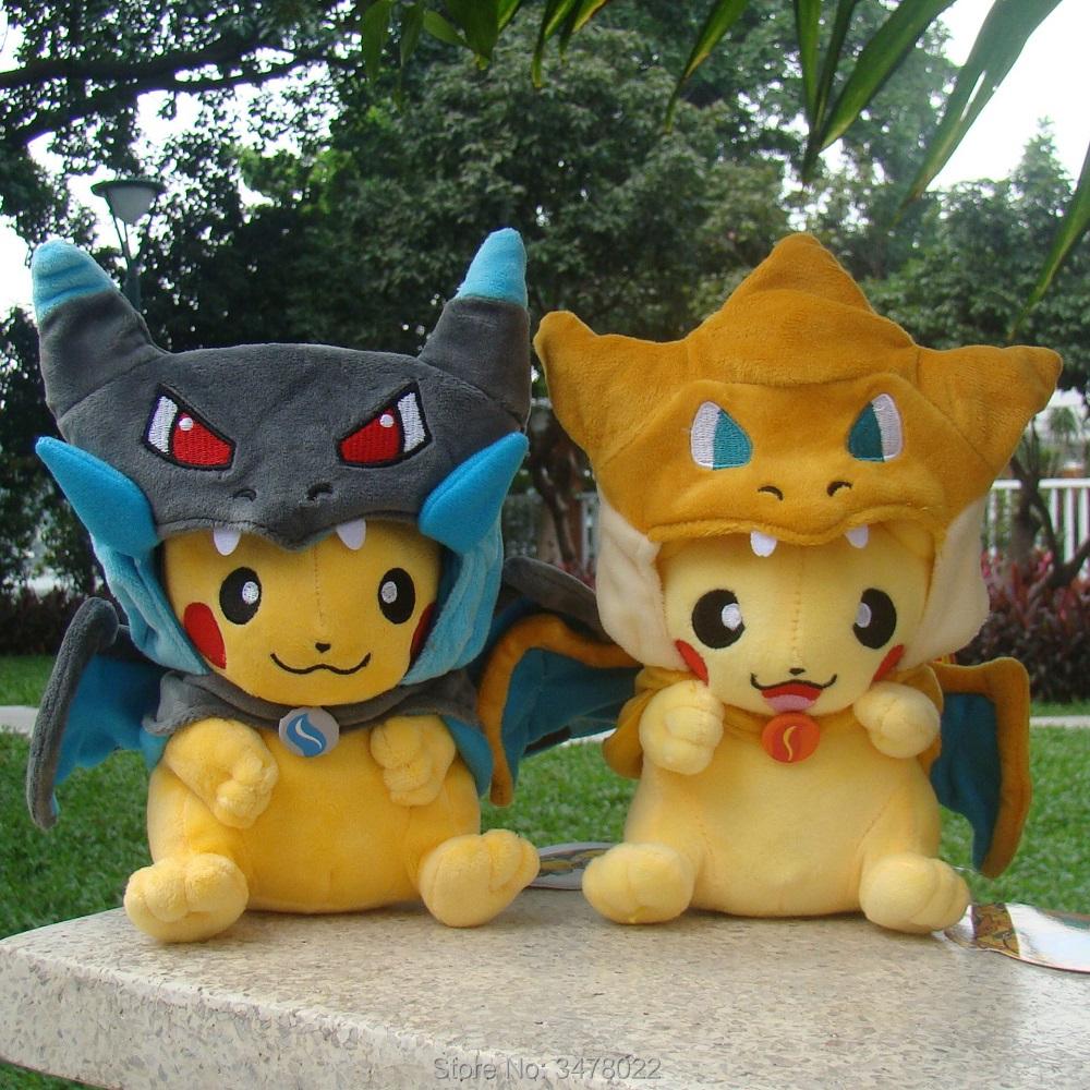 4 Styles Cosplay Plush Mega Shiny Charizard XY Pikachu Cloak Stuffed Toy Cartoon Soft Doll