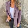 Winter Damesjas Enkele Knoopsluiting Lange Mouwen Effen Kleur Reverskraag Losse Middellange Warme Winkel- en Commutingjas