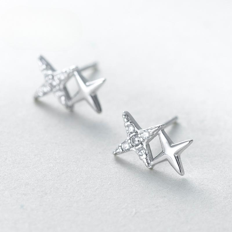 

Звездный свет Универсальные простые серьги-звезды по всему телу Четырехконечная звезда Изысканные женские серьги