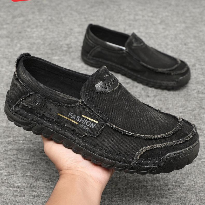 Men's Slip-On Soft Sole Breathable Shoes, Large Size, Spring/Autumn Style, Old Beijing Cloth, Beef Tendon Sole, Dad Driving Shoes