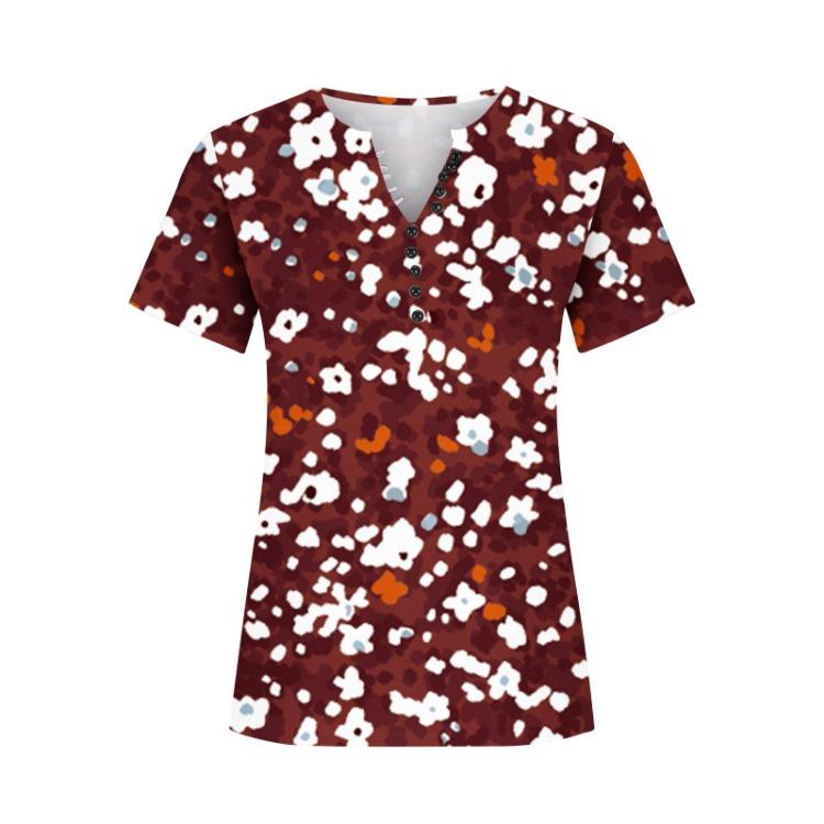 2023 Summer Women Printed Loose-Fitting Pullover Tee Tops