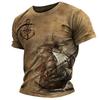 Vintage Compass Pattern T-Shirt For Men Navigation Map 3D Printed Tees Summer Fashion Casual Loose Street Tops O-Neck T Shirts