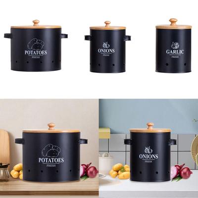 Vegetable Storage Tin Vegetable Fresh Keeper Jar Farmhouse Rustic Container Kitchen Canister for Countertop Kitchen Decor