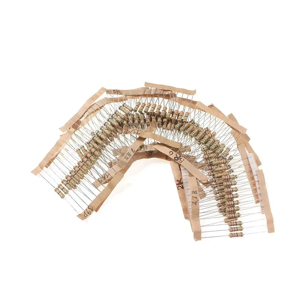 300PCS/lot 1W Carbon Film Resistor Set 1K-820K & 0.1R-750R Ohm 5% Color Ring Resistance DIY Electronic Components Kit