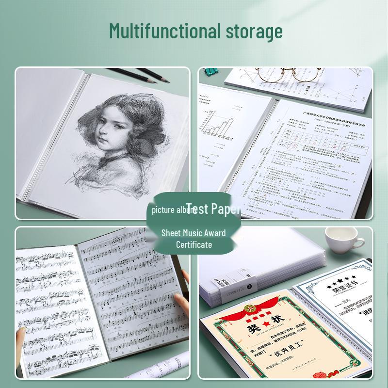 Transparent A4 Document Binder with Multi-Layer Insert Pages for Loose-Leaf Organization