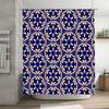Modern Blue Floral Hexagon Bath Rug Shower Curtain Decor Set for Bathroom Accessories Home Decoration Waterproof Fabric Large Si