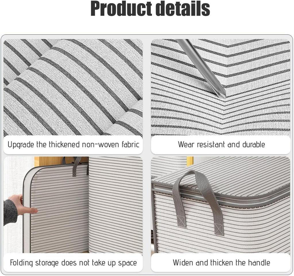1Pc Portable Large Capacity Quilt Storage Bag Foldable Cute Strip Pattern Clothes Organizer Perfect Home Moving Storage Bag