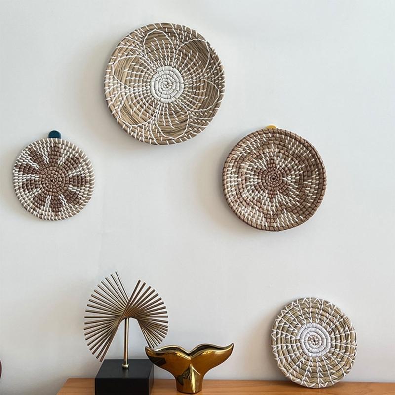 Bohemian Ethnic Circular Wall Decor Homestay Living Room Straw Woven Hanging Woven Background Dekoration