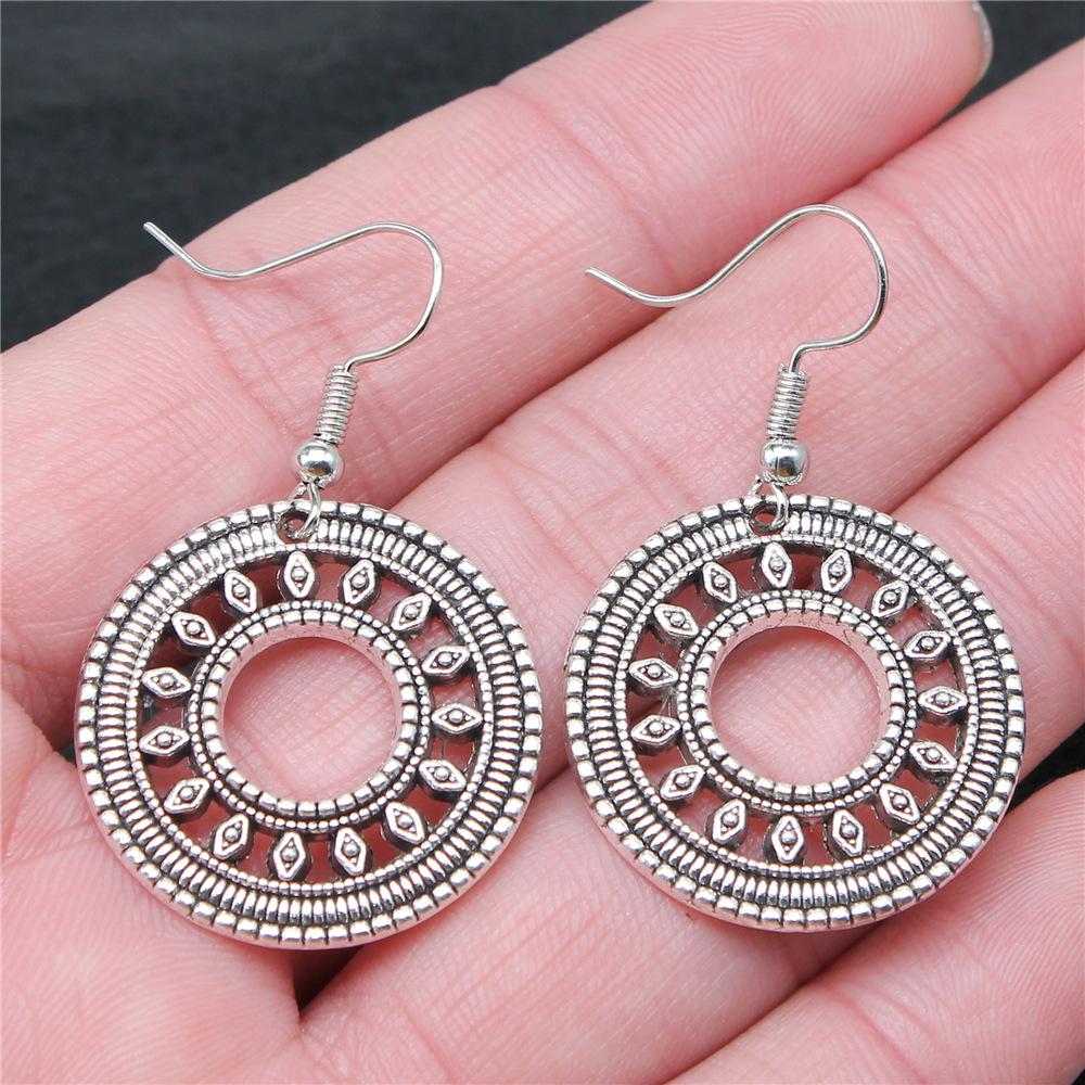 38 Styles Women Ethnic Style Jewelry Earrings Bohemia Carved Round Oval Waterdrop Flower Pattern Dangle Earrings Drop Earrings