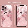 Simple Map Airplane Pattern Pink Metallic Paint Glass Phone Case For iPhone 17 16 15 14 13 12 11 Pro Max 15 Plus 17Air 16E Cover
