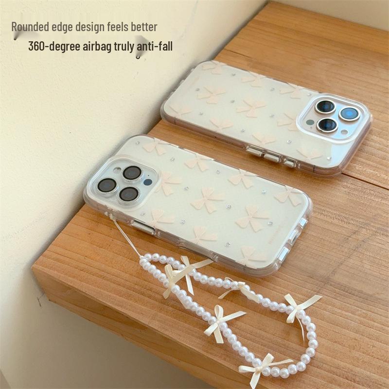 Champagne Bowknot iPhone 17 Pro Max & 16 Case - Trendy Double Layer Design