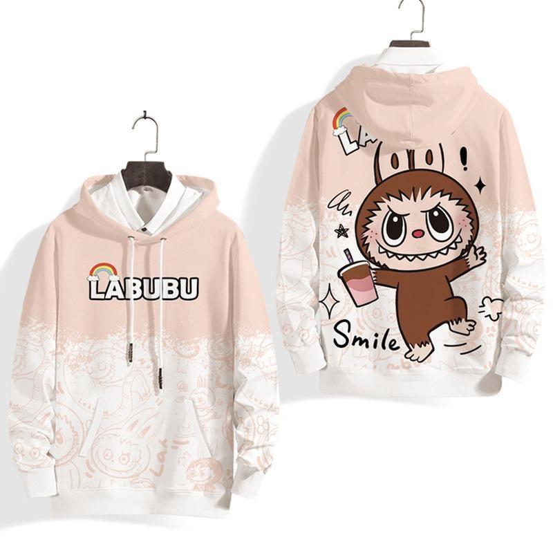 2025 New Labubu Cartoon Cute Children's Hoodie Anime Sportswear Girls' Long Sleeve Top Role Playing 3D Hoodie