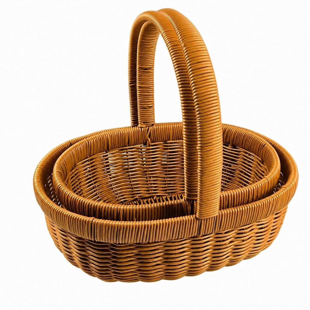 2 Pieces Handwoven PP Shopping Basket Multifunctional Wicker with Handle Washable