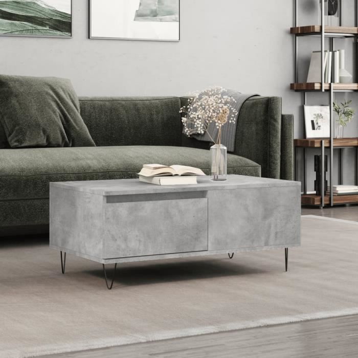 VidaXL Table basse Gris béton 90x50x36,5 cm Bois d'ingénierie 830808