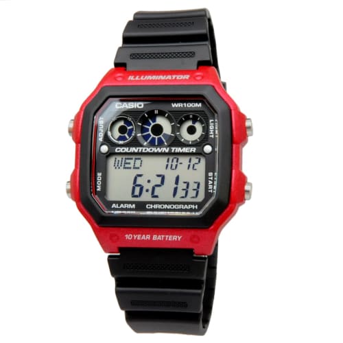 Casio Casio AE-1300WH-4A AE1300WH-4A Sportovní digitální černé červené dětské pánské unisex hodinky