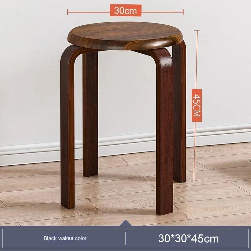 Moderne Hocker aus Gummi und Holz, praktischer, runder, stapelbarer Wohnzimmerhocker, kleiner Küchenstuhl für Zuhause/Restaurants/Hotels/Bars