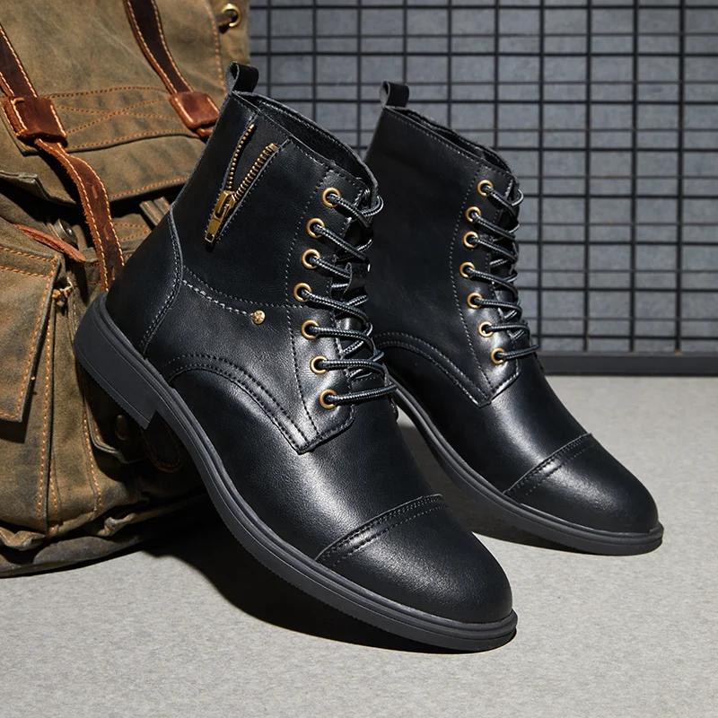 Высококачественные классические мужские дизайнерские ботинки в стиле ретро на плоской — фото 6
