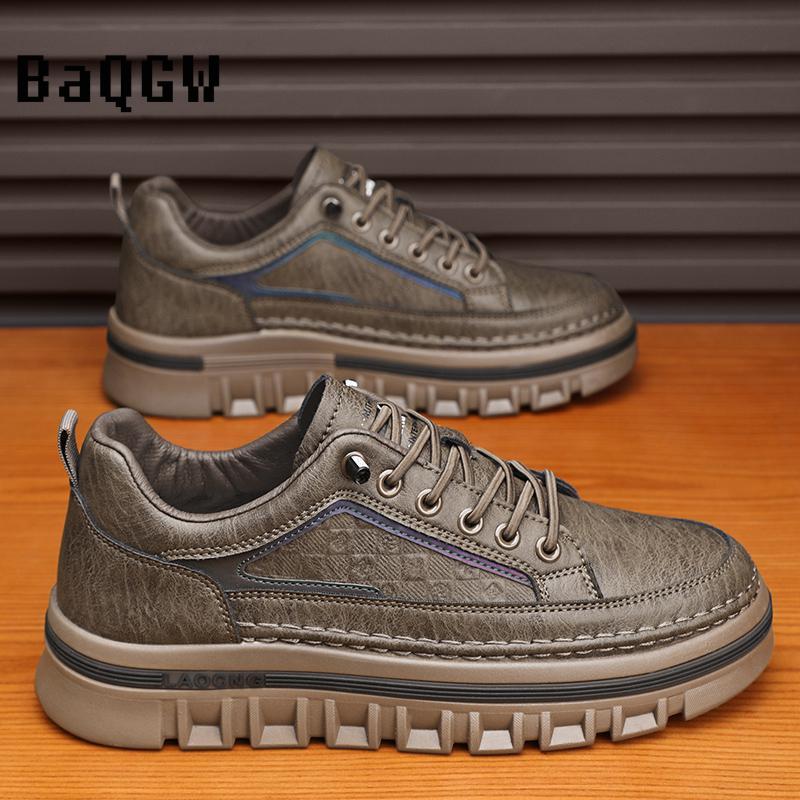 Fashion Designer Luxury Fashion Mens Leather Casual Shoes Sport Business Retro Men's Skate Shoes Outdoor Comfortable Non-slip Lace-up