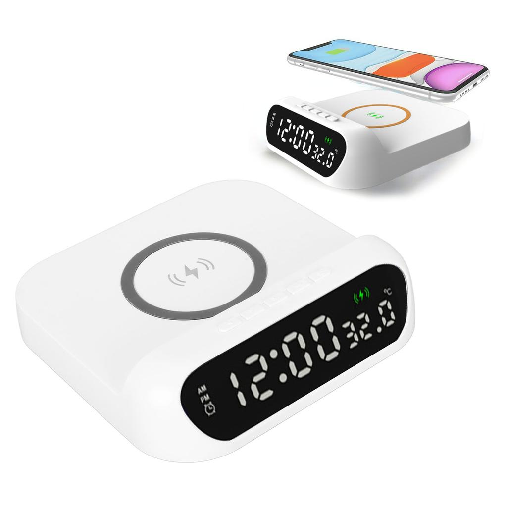 Wireless   Alarm Clock Multifunctional Temperature Display LED 10W Gradual Increase in Alarm Volume Digtial Alarm Clock Charging Station