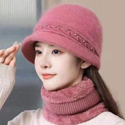 Winter Warm 7-Color Pearl Angora Knit Brim Hat