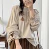 Casual Elasticated Corduroy Top Women Japanese Forest Balloon Sleeve Shirt Autumn Winter