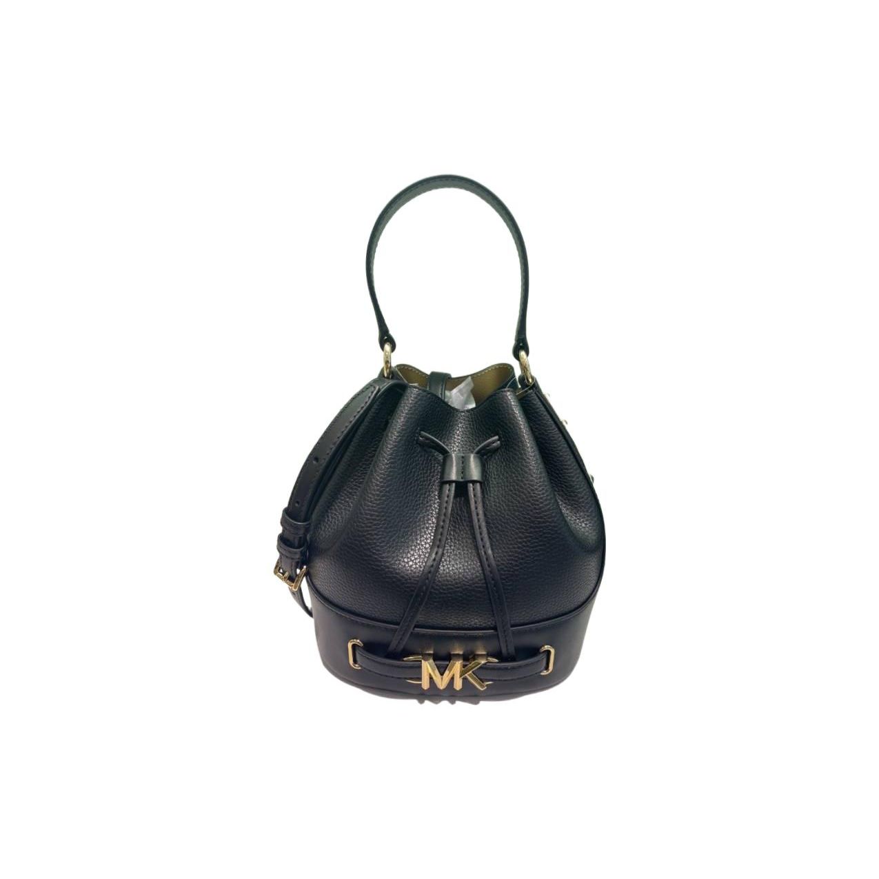 

Michael Kors MK Reed Classic Letter Logo Studded Pebbled Leather Bucket Bag Women handbags Black 35S3G6RM2T-BLACK Basic Set (Bag+Dust Bag)