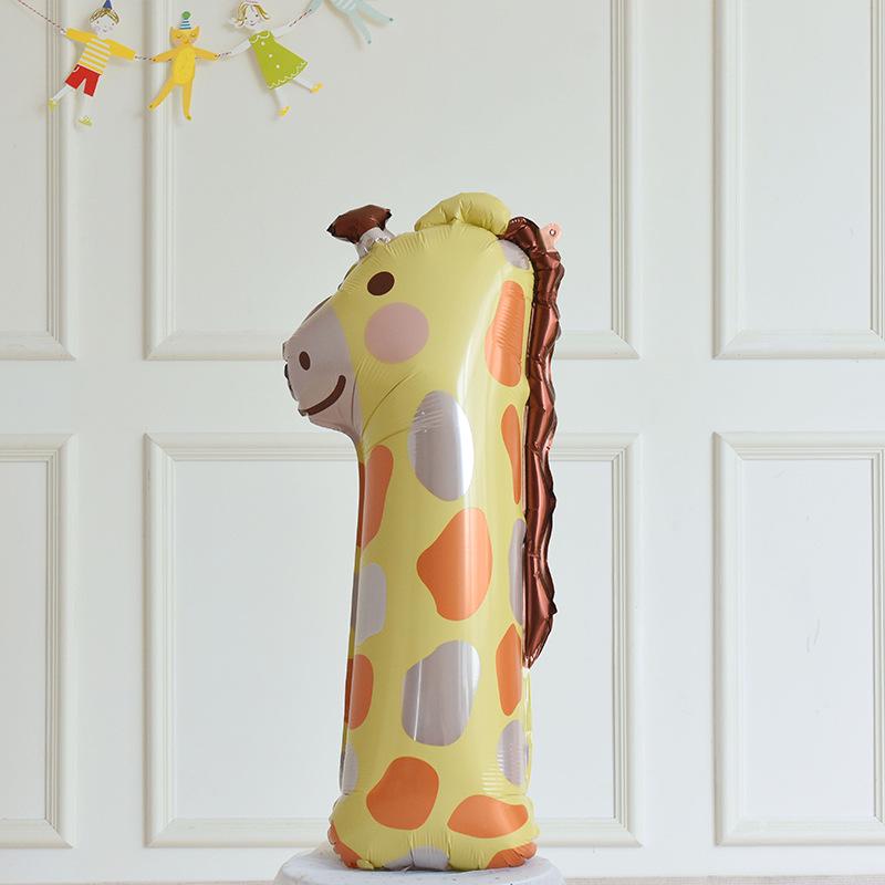 Cartoon Animal Number Balloons for Baby's 1st Birthday or 100 Days Celebration Photo Table