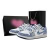 Air Jordan 1 Nebula, Heart Box Wear Resistant And Waterproof Low Top Vintage Basketball Shoes Men's White Blue IH0648-141(Team773--)