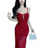 Pure desire, Spice Girl mesh suspender dress, women's summer slim-fitting waist temperament, sexy hip-wrapped fishtail long skirt