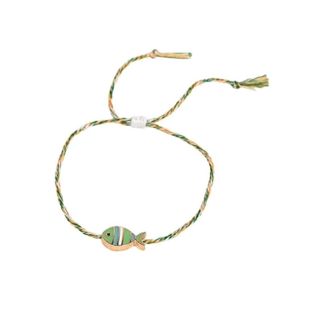 1 pcs Bohemian Print Fish Pendant Bracelet Adjustable Hand-Woven Rope Bracelet  Women Girls