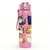 1PC Multi Breed Cat Repeat Pattern 750ml Color Plastic Sports Water Bottle Leakproof Flip Straw Lid Suitable for Sports Office Home Use