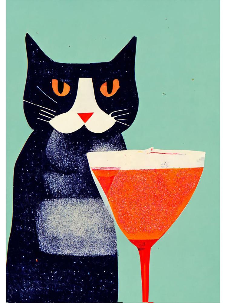 Retro Alien Cat Space Adventure UFO Poster Canvas Painting Abstract Animal Wall Art Picture For Living Room Home Decoration