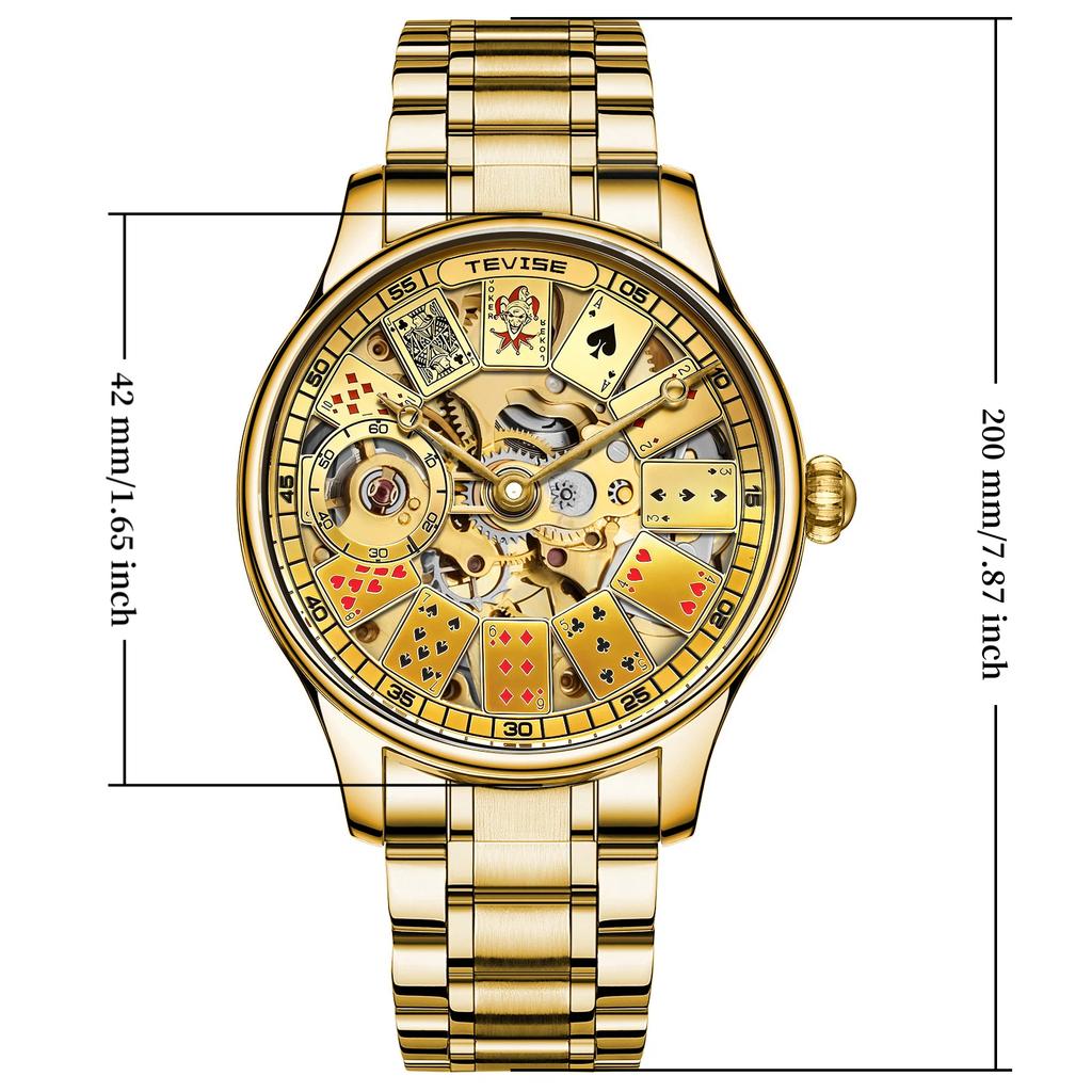 Gold Hollowed Out Fashionable Casual Large Dial Automatic Mechanical Watch Men's Watch