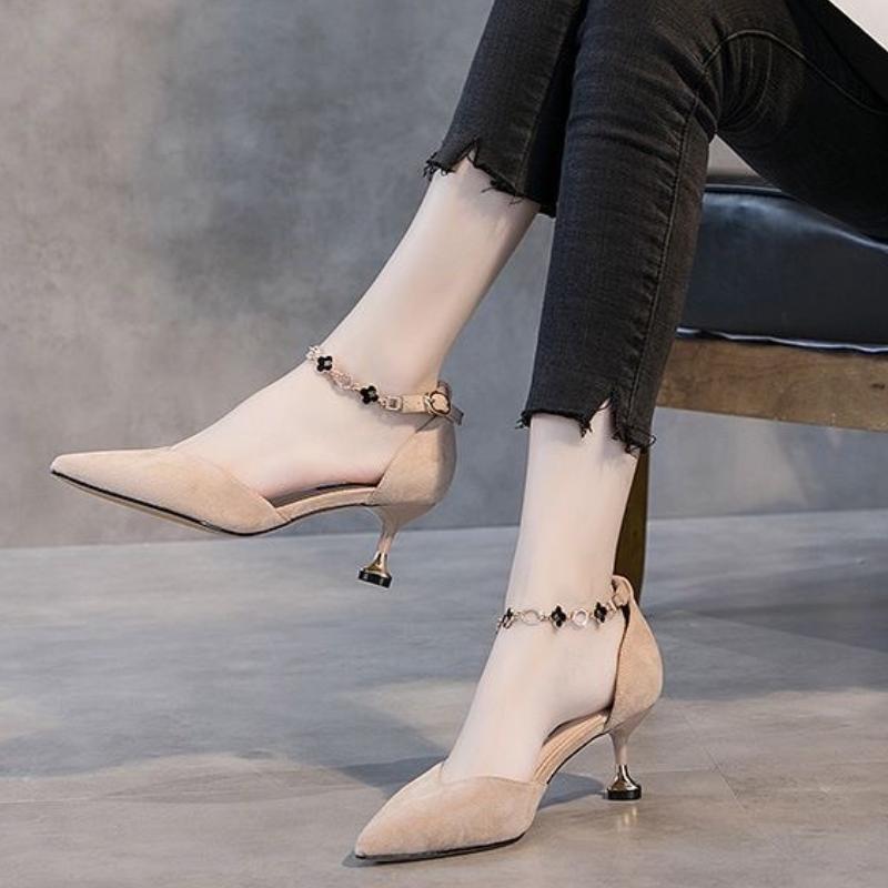 New Fashion Dinner Party Dance Design Style Mature Senior All-match Small Skirt Internet Celebrity Same High Heels