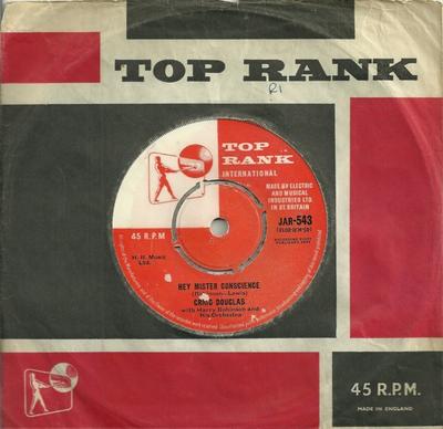 7inch Record CRAIG DOUGLAS - Hey, Mister Conscience JAR543 Top Rank Intern 1961 UK Pop Used