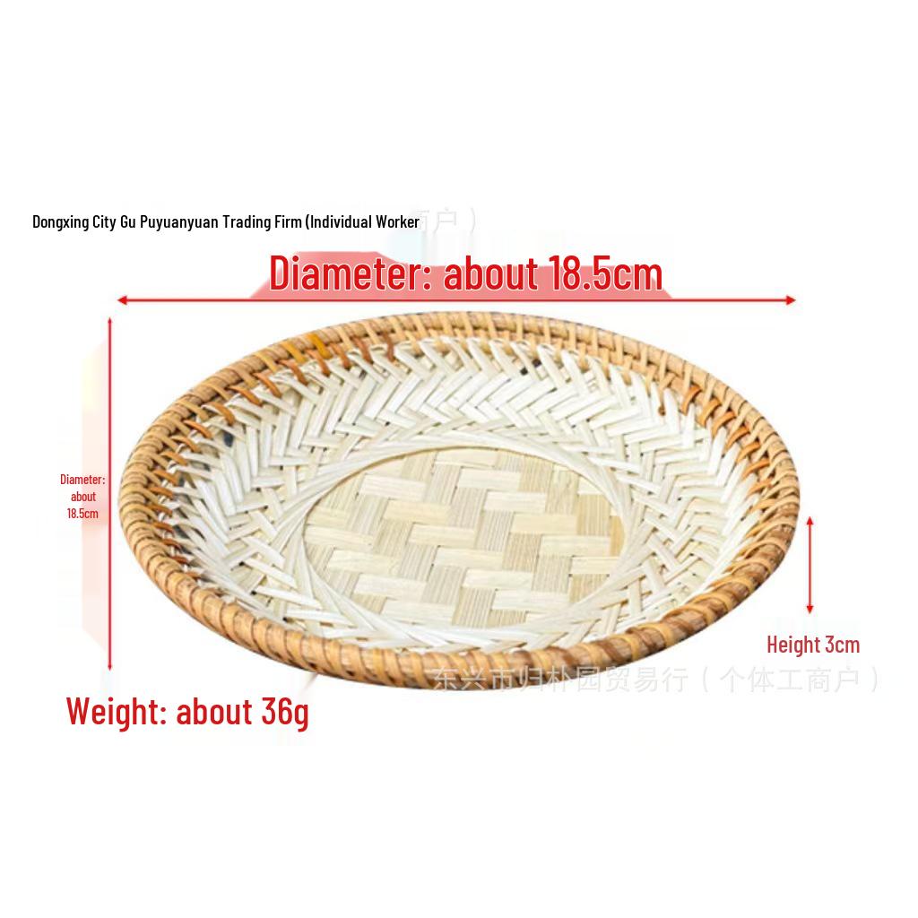 Handmade Round Bamboo Basket Tray and Plate for Creative Home Decoration