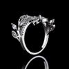 Light Luxury Winding Interwoven Leaf Ring Female Creative Personality Mosaic Zircon Trend Ring Index Finger Ring