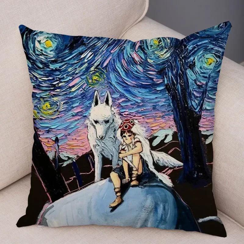 Colorful Pet Shepherd Dog Cushion Cover Pillow Case Pillow Covers Decor Oil Painting Cartoon Animal  Pillowcase 45x45