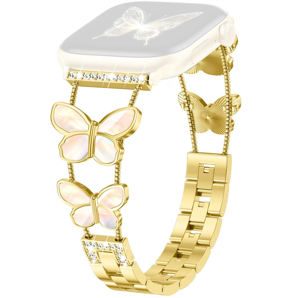 Zinc Alloy Bands For Apple Watch 10 Ultra 9 8 7 SE 6 5 4 3 2 1 46mm 49mm 45mm 44mm 42mm Double Butterfly Chain Strap