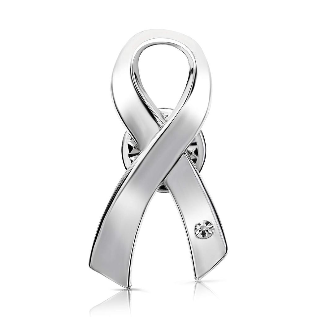 AWARENESS RIBBON Pin Badge SDGs Depression Schizophrenia Silver Ribbon Silver Large
