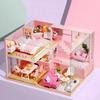 Puppenhaus Bausatz 3D Holz Mini Puppenhaus Montage Gebäude mit Möbelbausatz Spielzeug Kinder Geburtstagsgeschenk 3D Puzzle Handgefertigt