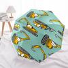 Construction Vehicle Print Umbrella Automatic Opening&Closing,Portable 3 Fold Design,8 Rib Iron Frame Outdoor Umbrella,Perfect Gift f