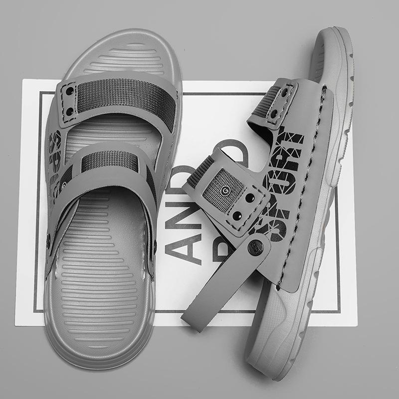 

Мужские сандалии и тапочки объединены в две пары, надевайте новые пляжные туфли, летние мужские прочные сандалии с толстой нескользящей подошвой при выходе на улицу 46 серый