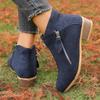 Women's Fall/Winter New Pointed Block Heel Side Zip Large Size Doc Martens
