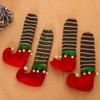 4pcs Christmas Decorative Items Striped Elf Cloth Table Legs Cover Chair Legs Cover Living Table and Chair Protective Cover
