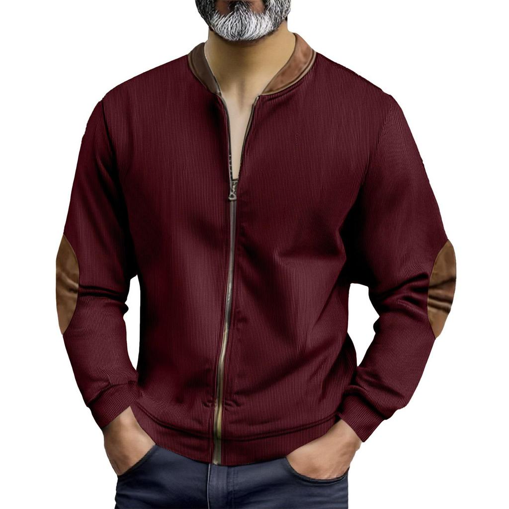 Available: Men's 2025 Autumn/Winter Casual Color Block Zipper Cardigan Sweatshirt, European American Style Workwear.