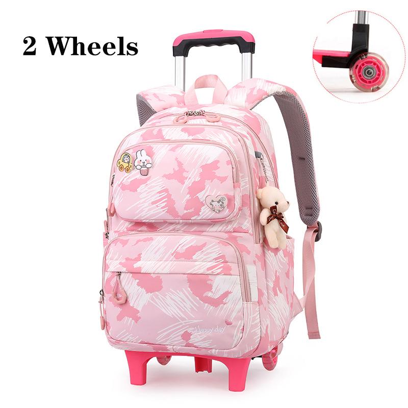 Rolling Wheeled Backpack Book Bags School Children School Bag with Wheels Students Backpack For Girls Trolley Bag Cute Schoolbag