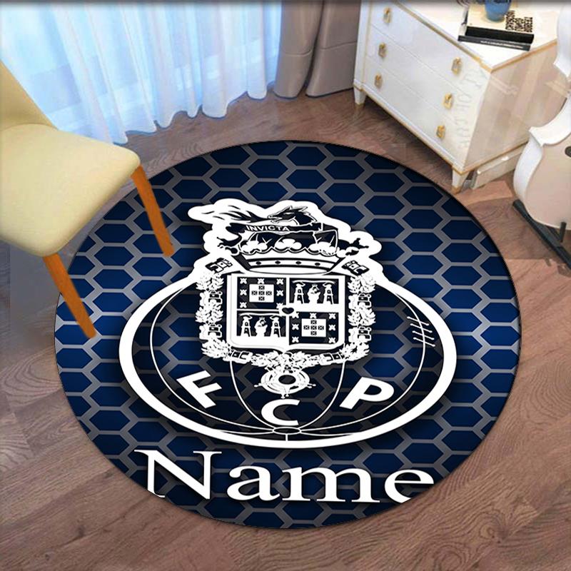 Custom Name FC Porto Printed Round Rug Carpet Chair Rug Area Rug Entryway Doormats,for Office Chair Living Room Bedroom Kitchen Room.