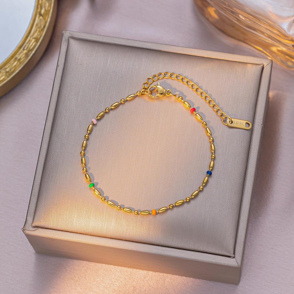 Women's Exquisite Rainbow Glaze Titanium Steel Necklace: Versatile French Light Luxury Clavicle Chain