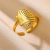 Hot-selling ocean wind starfish shell stainless steel open ring gold-plated women's vacation jewelry